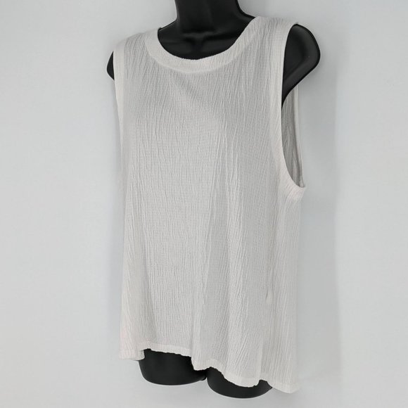 Anthropologie Cream Crepe Wrinkle Knit Button Back Viscose Montauk Tank Top XL - Picture 9 of 13